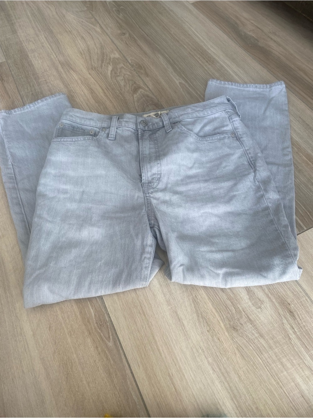 Madewell Light Gray Denim Straight Jeans